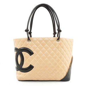 Auth Chanel Cambon Tote Bag Leather #27534C13B